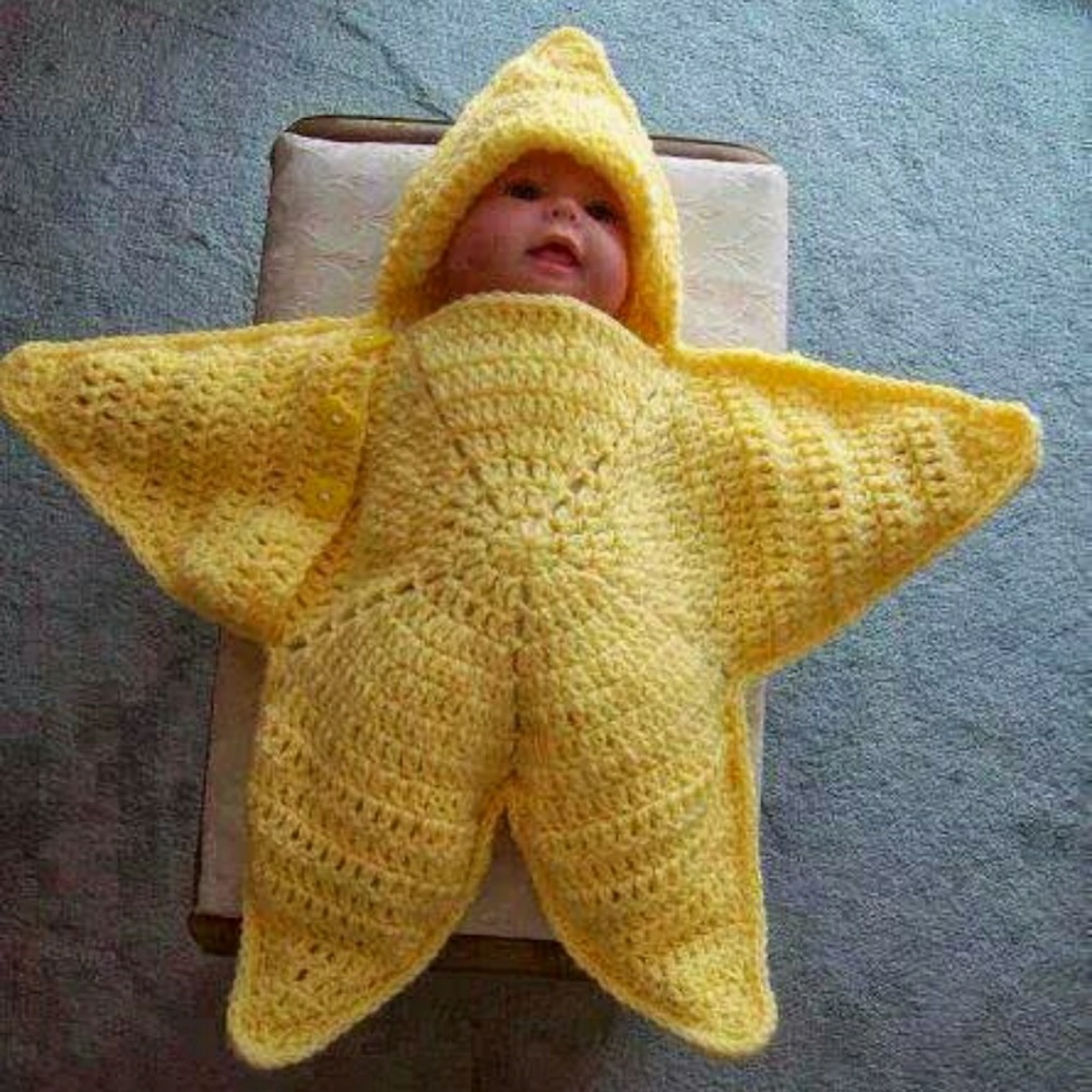 Baby star cocoon, handmade crochet